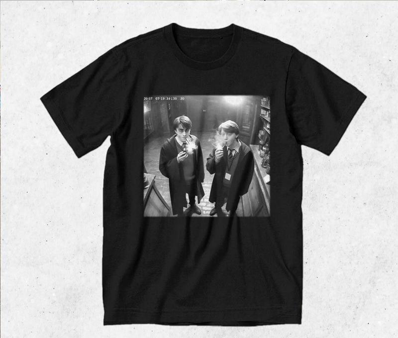 Harry And Ron Smoking Shirt Potter Tshirt Wizarding Fan Shirt Potterhead Christmas Birthday Gift Potter Book Funny 90s Vintage Meme Shirt