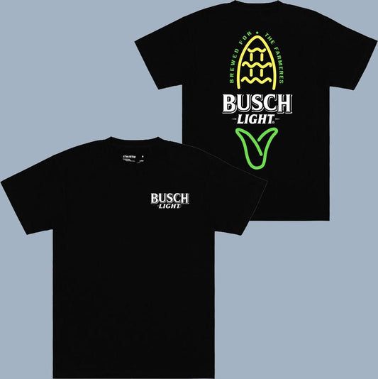 Busch Light Corn Front And Back Print Natural T-shirt Unisex - 2 Sided - Colorful Varieties - His And Hers Fashion - Pick Your Look - Sizes For Everyo