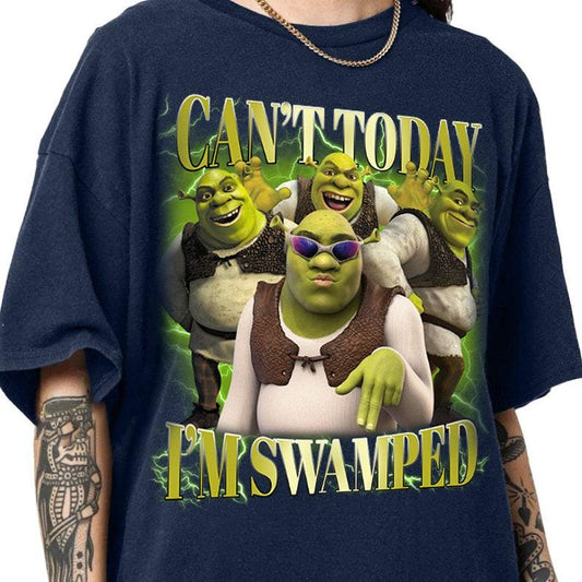 Can't Today I'm Swamped Shirt, Shrek Funny Trending Shirt, Fiona and Shrek Tshirt, Funny Shrek Trending Tee, Gift For Her, Classic Cotton Shirt