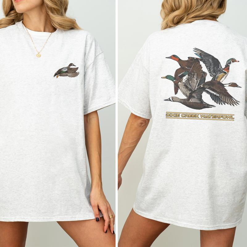 Graphic Busch Light Outdoors 2 Sided Shirt, Duck Hunting T-shirt, Comfort Clothing, Cotton Fabric Tshirt, Printed Women's Top, Casual Womenswear, Drin