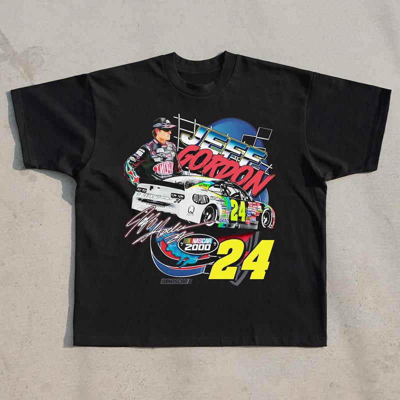 Vintage Jeff 24 Racing T-Shirt Cotton Short-sleeve Retro Streetwear Tshirt Menswear Top