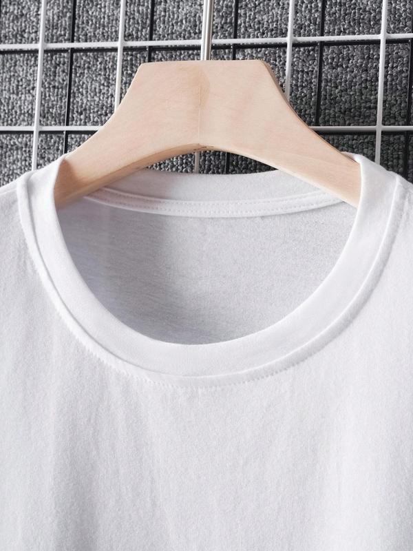 Men's Letter Print Round Neck TeeÂ Summer Clothes, Regular FitÂ Casual Short Sleeve Crew Neck T-Shirt for Summer, Graphic Tees,Â Fashion Men's Streetwear