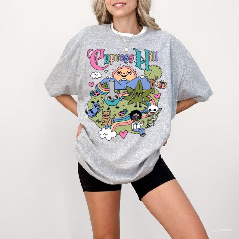 Cypress Hill - Happy Time T-Shirt Cute Rainbow Sunny T-Shirt Casual Cotton