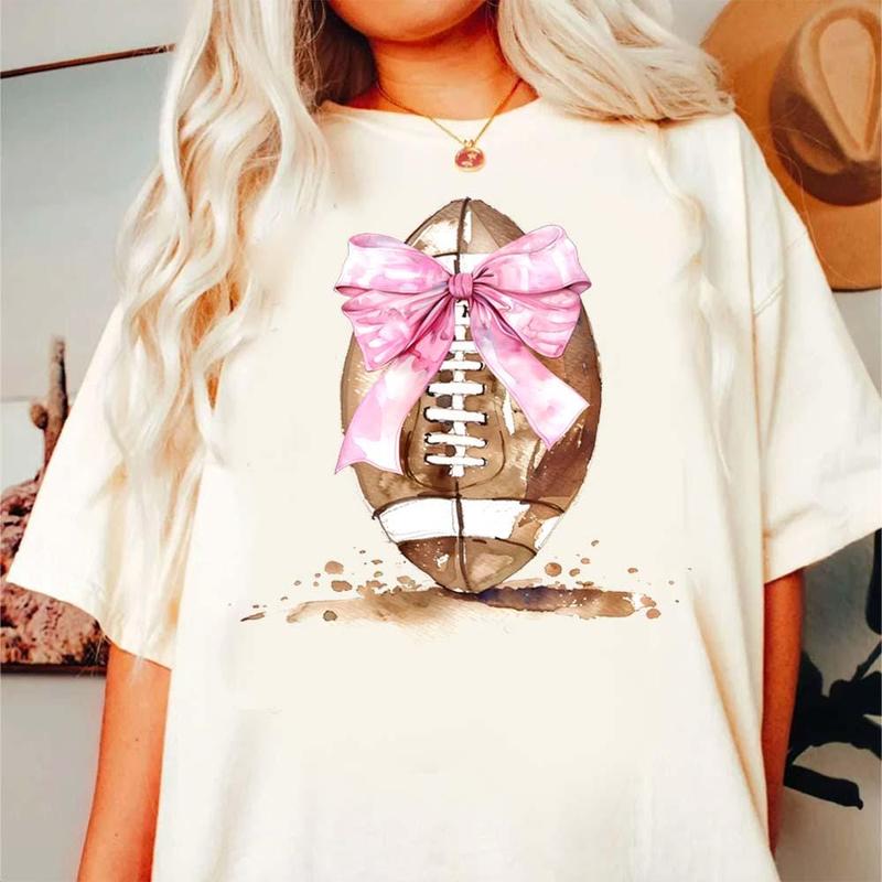 Coquette Pink Bow Football TShirt, Football Bow Tee, Fall Football Sweater, Football Season, Football Mom Sweatshirt, Game Day, coquette football