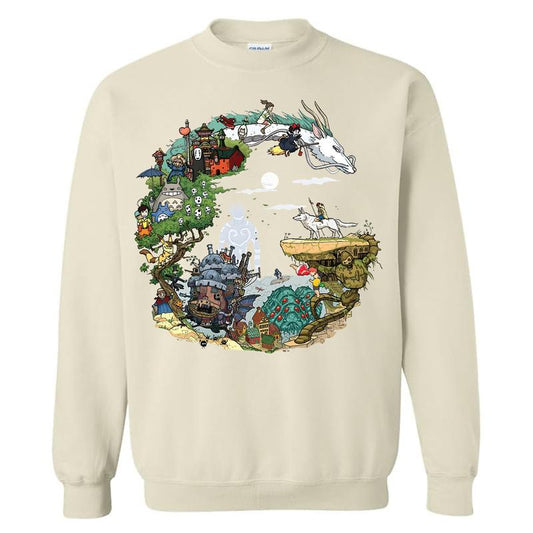 Ghibli Studio T-Shirt Sweatshirt Hoodie, Spirited Away Shirt, My Neighbor Totoro, Anime Movie Crewneck, Anime Character Shirt, Cotton Full Size Color