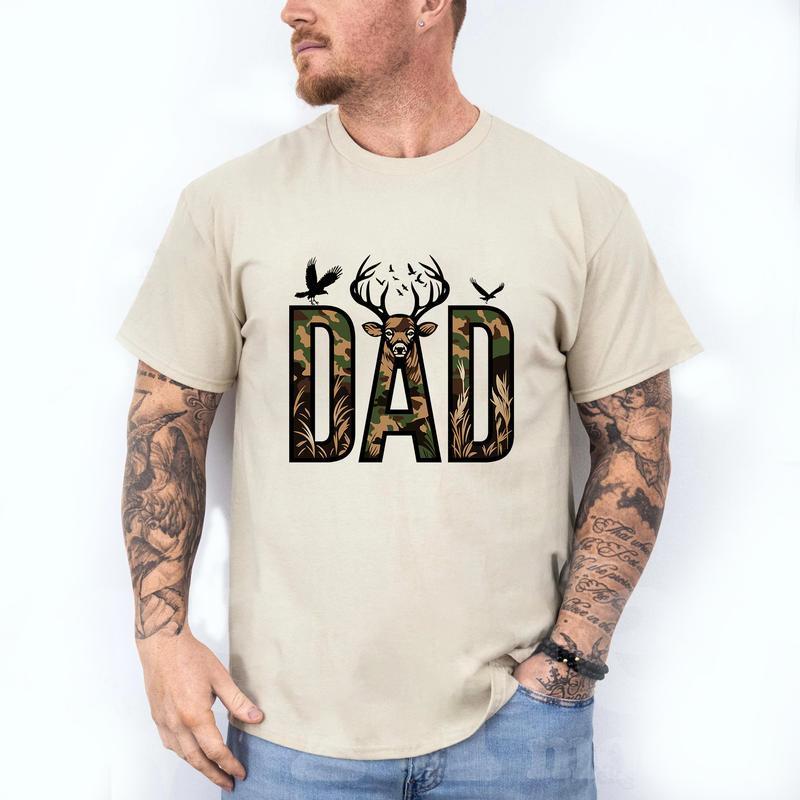 Hunter Dad Cotton T-Shirt, Graphic Deer Hunting, Shirt for Huting Season, Gift for Dad