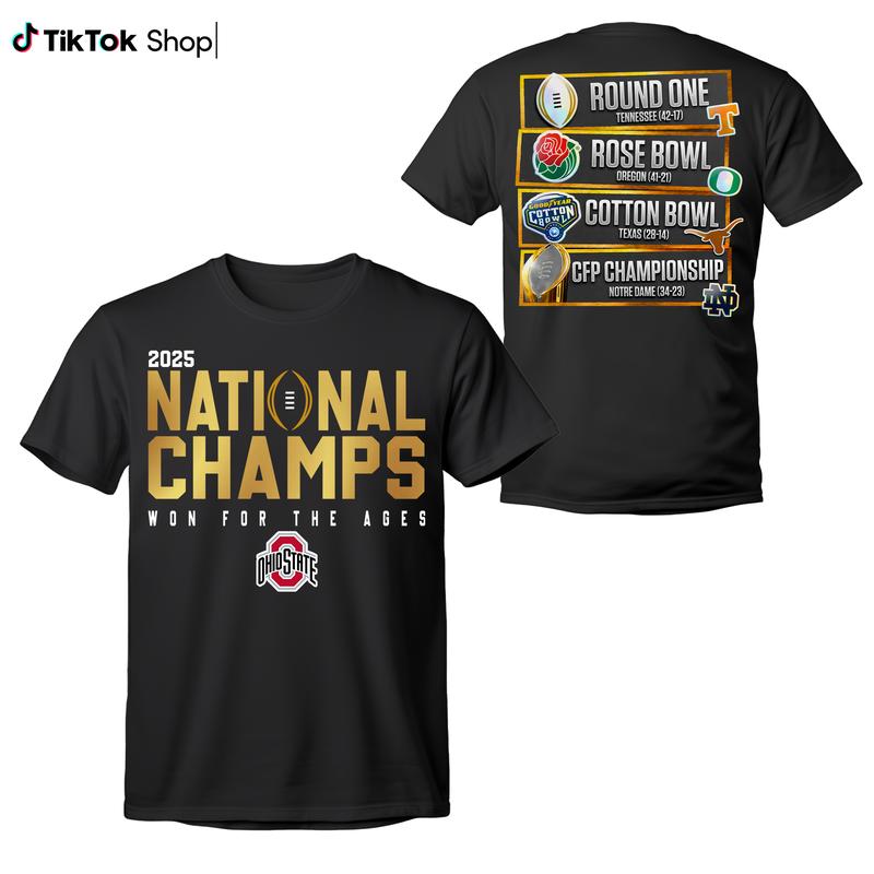 Ohio State Buckeyes College Football Playoff 2025 National Champions Won For The Ages TShirts, Ohio State Buckeyes 2025 Tshirt,  Game Day Apparel, Ohi