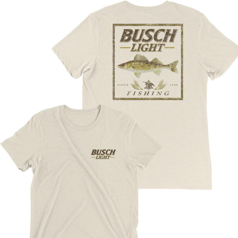BUSCH LIGHT, BUSCH LIGHT FISHING WALLEYE T-SHIRT, For Men, For Women, Casual Graphic Round Neck T-shirt for Summer, Fashion Men's Top for Daily Wear