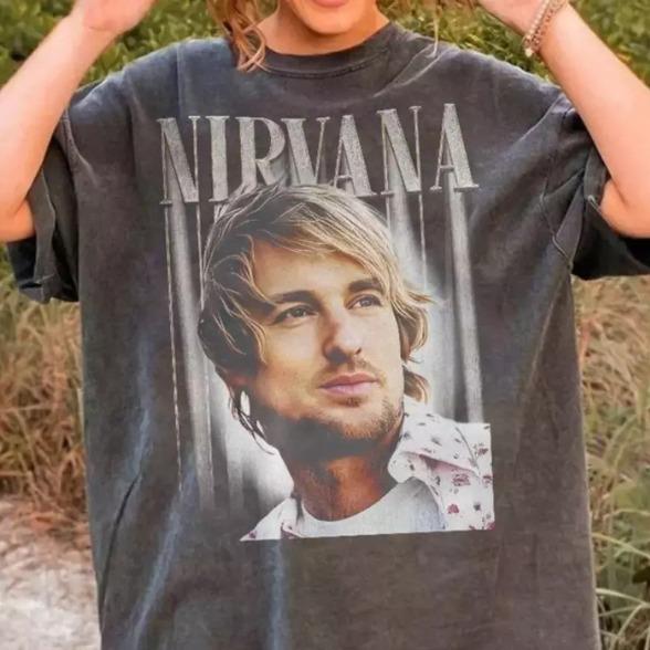 Vintage Nirvana Owen Wilson Shirt, Nirvana Band Rock Shirt, Cotton Shirt Unisex Menswear Top Streetwear Print T-Shirt