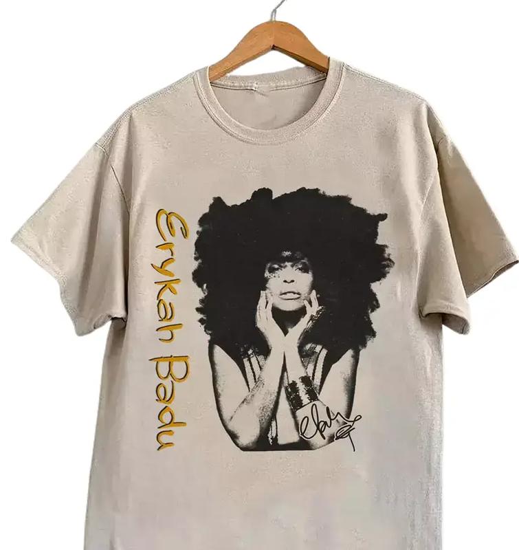Erykah Badu Sand Cotton T-Shirt for Men, Crewneck Short Sleeve Top Menswear Decoration