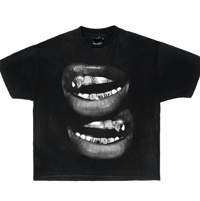 Grin Fang Mouth Garment-Dyed Boxy Shirt