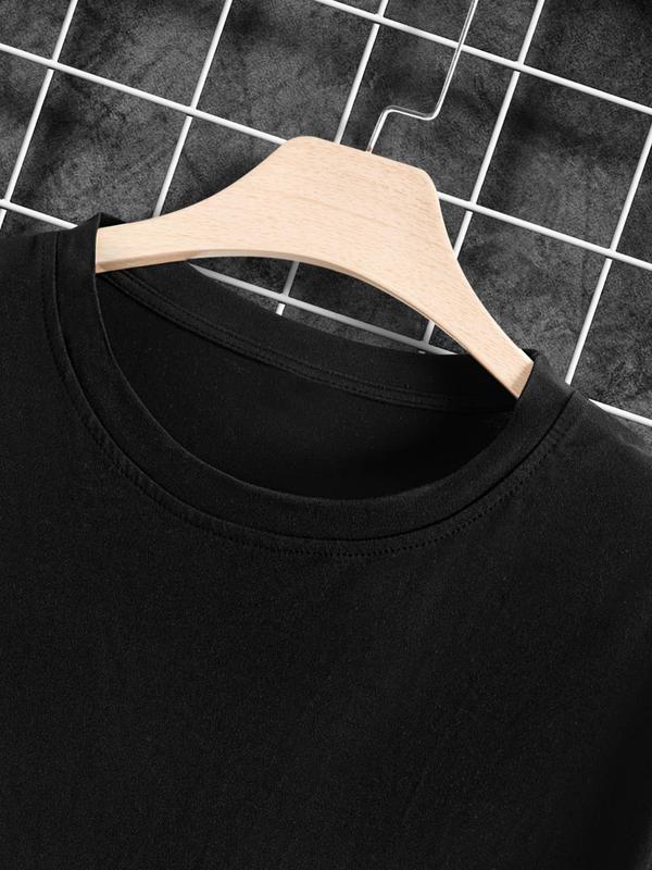 Men's Letter Print Round Neck GraphicÂ Tee, Summer Clothes,Â Regular Fit Casual Short Sleeve T-shirt for Daily Outdoor Wear, Men Summer Streetwear Top f