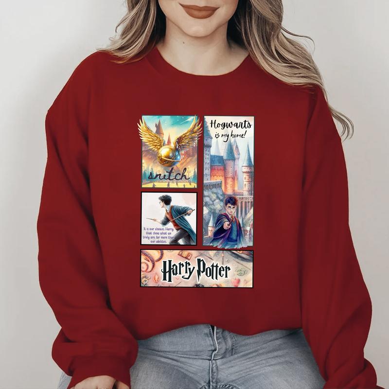 HP Hogwarts Is My Home Unisex Sweatshirt Hoodie Shirt Cotton Relaxed Fit, Hogwarts T-Shirt, Harry Tee