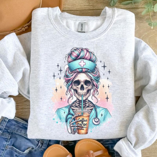 Skullie Nurse Sweatshirt - Ash Grey -  Sweatshirt