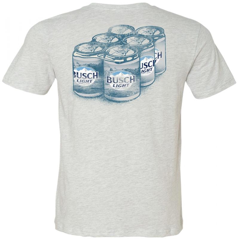 BUSCH LIGHT, BEER, Busch Light Six Pack Front and Back Print T-Shirt, Busch Light Beer Tshirt, Casual Graphic Round Neck T-shirt for Summer, Fashion f