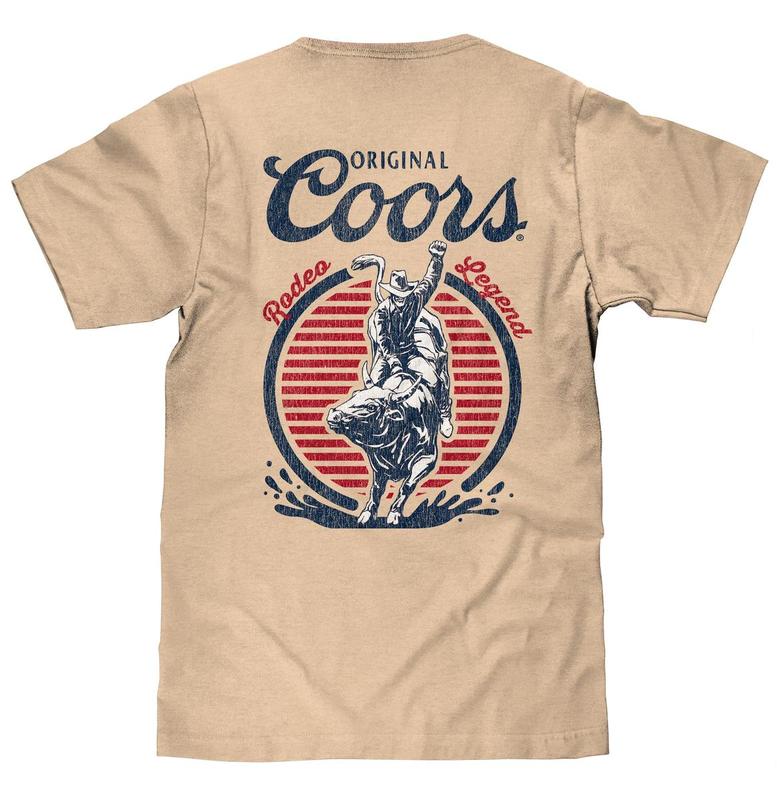 Original Coors Rodeo Legend Double Sided Beer Logo T-Shirt - Full Color - Free Ship