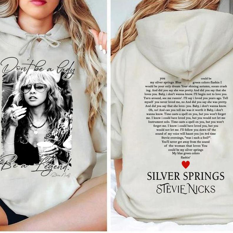 Stevie Vintage T-shirt, Don't Be A Lady Be A Legend 2 Side Sweatshirt, Music Concert Hoodie, Gift For Women and Man Unisex Shirts Womenswear Cotton