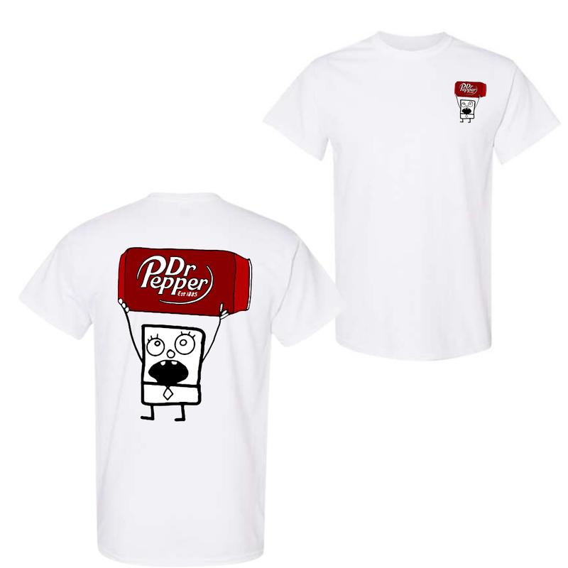 Dr Pepper Doodlebob T-shirt, Doodlebob Shirt, Dr Pepper Shirt, Double Sided Graphic Printed Unisex Classic Comfort Cotton T-Shirts in all Sizes all Co