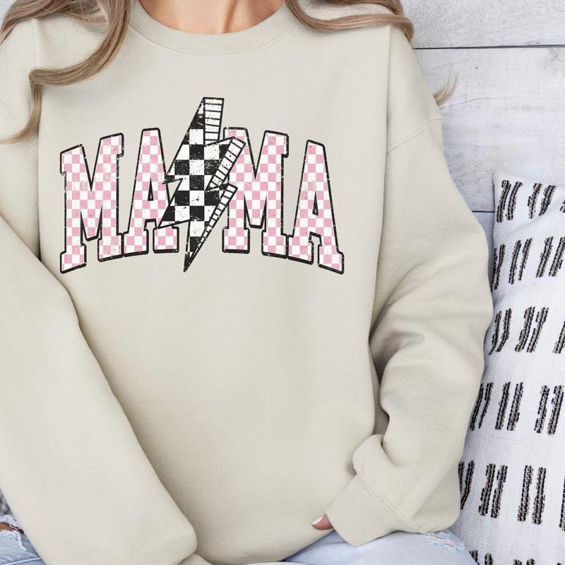 Checked Mama Crewneck Sweatshirt