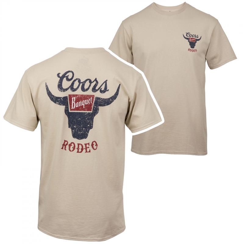Coors Banquet Rodeo Logo Distressed Front and Back T-Shirt