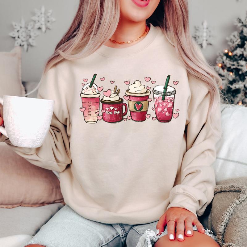 Cute Coffee Valentines Crewneck Sweatshirt, Hoodie, T-shirt