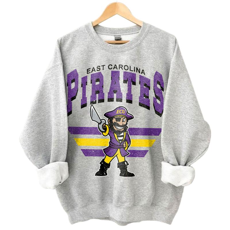 East Carolina Pirates Vintage NCAA Sweatshirt, University Football Shirt, Classic Gift for Fans, Men, Women, Unisex Cotton T-Shirt, Vintage Style