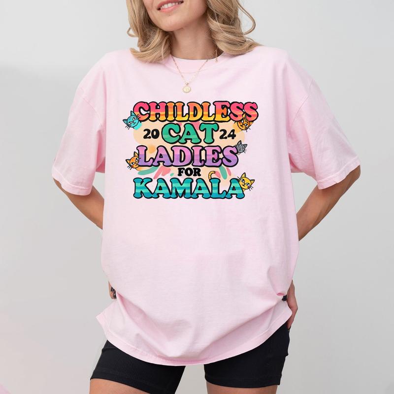 Childless Cat Ladies for Kamala 2024 ShirtsSweatshirt, Madam President Feminist Shirt