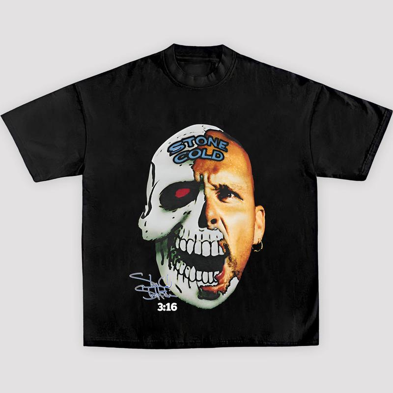 STONE COLD TEE, Wrestling Graphic Shirt, WWE Tee, Sports T-shirt, Athlete Shirt, Wrestling Gift, Fitness Tee, Crewneck Clothing Cotton Menswear