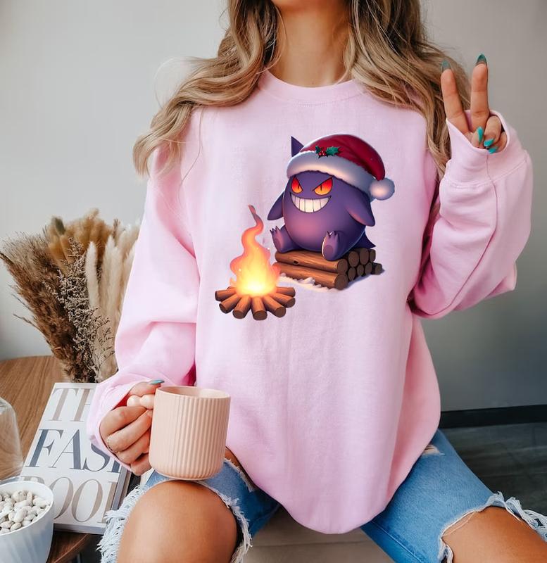 Gengar Christmas Sweatshirt, Gengar Santa Sweatshirt, Gengar Xmas Shirt, Pokemon Xmas Sweater, Pokemon Christmas, Dark Ghost Kaiju Japanese Style Swea