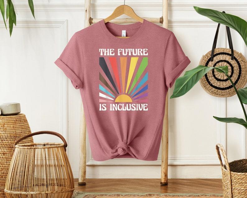 The Future is Inclusive Shirt, Rainbow Pride Tee, LGBTQ Gift, Progress Pride Shirt, Social Justice Shirt, Gay Pride TShirt Cotton Fabric Cotton Fabric