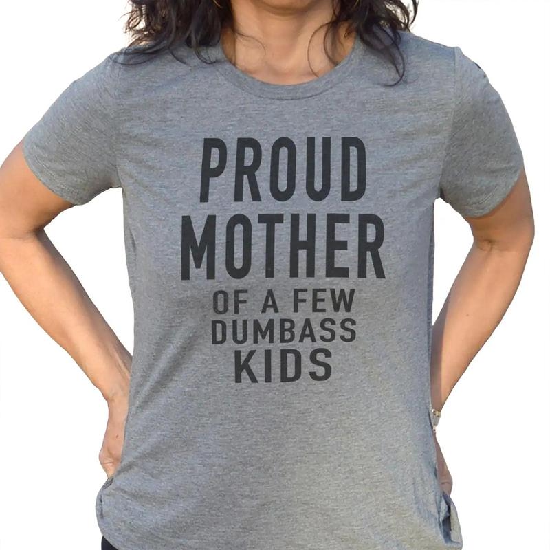 Funny Motherâ€™s Shirt â€“ Proud Mother of a Few Dumbass Kids - Unisex T-Shirt, Short Sleeve, Fun Christmas & Birthday Gift for Mom, Womenâ€™s Fit Tee Top F