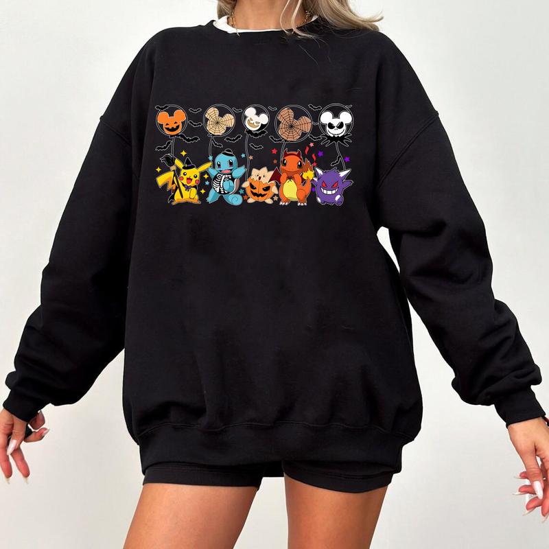 Pokemon Halloween Sweatshirt, Halloween Sweatshirt, Spooky Pumpkin Monster Sweatshirt, Anime Sweatshirt, Gengar Sweatshirt