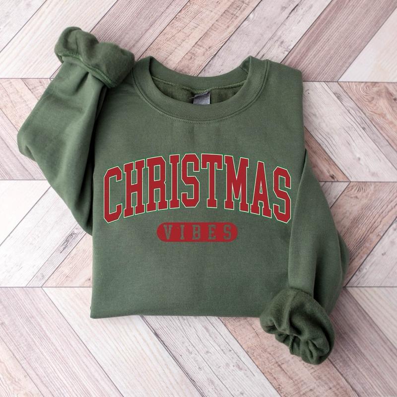 Christmas Vibes Sweatshirt, Womens Christmas Sweatshirt, Holiday Sweater, Cute Christmas Sweatshirt, Christmas Gift, Winter Shirt