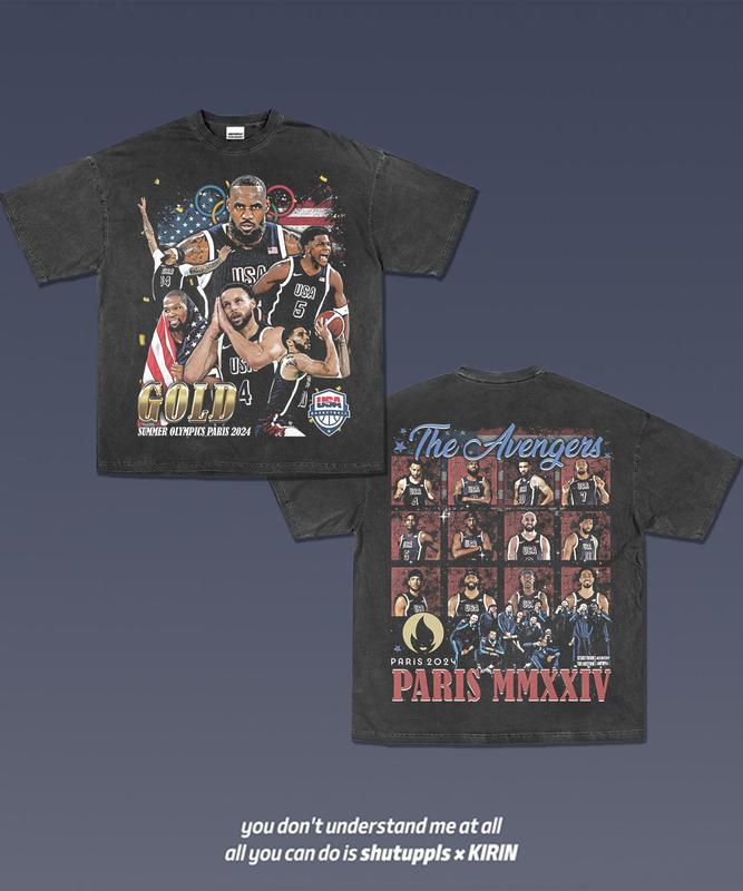 2024 USA DREAM TEAM Unisex Shirt, Basketball Fan, Team USA Basketball Soft Cotton Unisex Crewneck Shirt Clothing Menswear