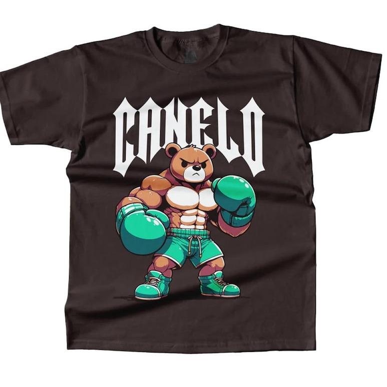 Canelo Tedy Bear Shirt, Saul Canelo Alvarez Boxing Bear Short Sleeve T-Shirt All Sizes Classic Cotton Fabric Menswear