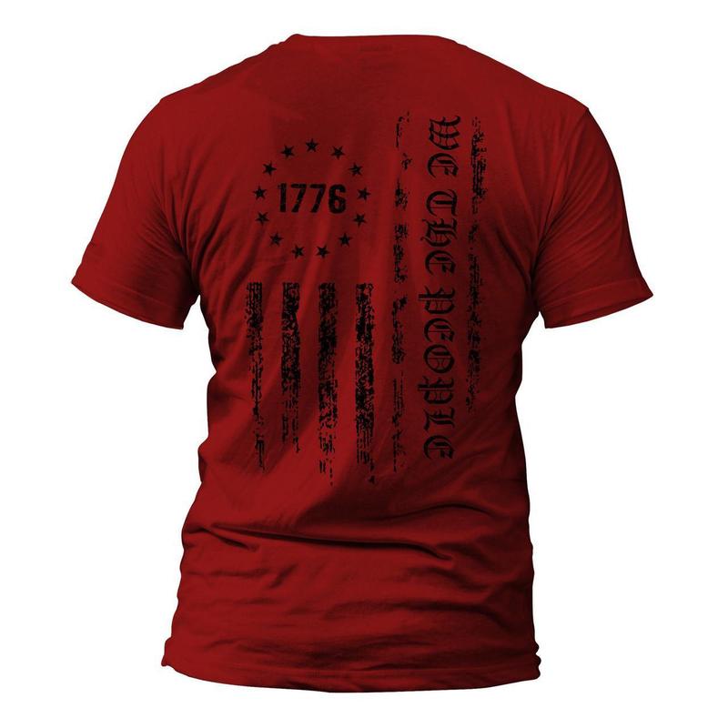 We The People 1776 USA Distressed Flag Back Print T-Shirt