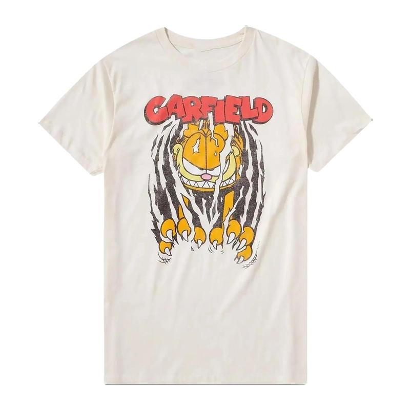Garfield Claws Out Tee Menswear Top Underwear Tshirt Streetwear Man Crewneck Shortsleeve Tropical Round Neck Casual T-Shirt Operator