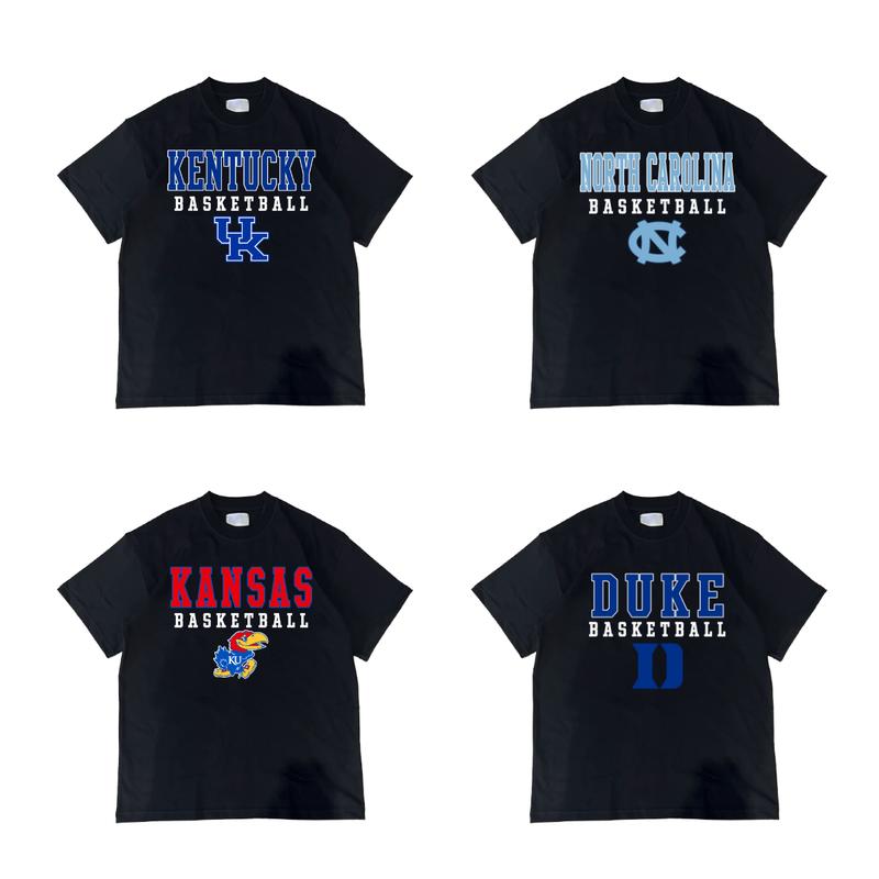 BLACK T-SHIRT Vintage NCAA Basketball College 90S All Teams Sport Classic Sweater Pullover Long Sleeve Sweatshirts t shirt Menswear Casual