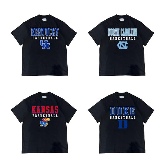 BLACK T-SHIRT Vintage NCAA Basketball College 90S All Teams Sport Classic Sweater Pullover Long Sleeve Sweatshirts t shirt Menswear Casual