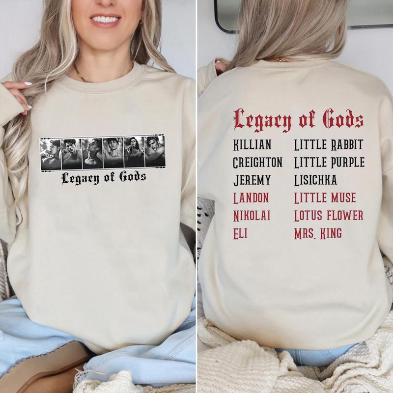 Legacy of Gods Series Book Sweatshirt, Killian, Creighton, Jeremy, Landon, Nikolai, Eli, Dark Romance Smutty Readers Shirt, Bookish Merch, Book Lover,
