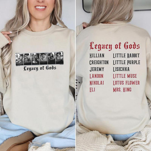 Legacy of Gods Series Book Sweatshirt, Killian, Creighton, Jeremy, Landon, Nikolai, Eli, Dark Romance Smutty Readers Shirt, Bookish Merch, Book Lover,