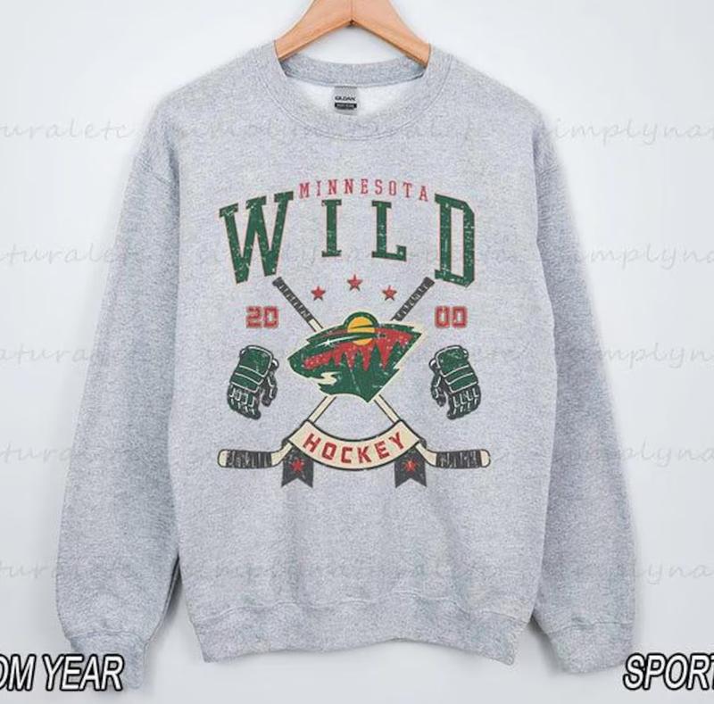 Minnesota Sweatshirt Crewneck, Vintage Wild shirt, Minnesota Hockey Fan shirt, Hockey Tee, Wild Sweatshirt