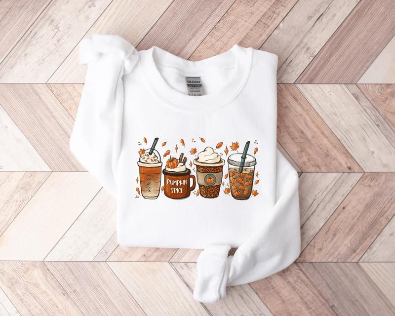 Fall Coffee Sweatshirt, Thanksgiving Sweater, Fall Crewneck Pumpkin Spice Sweatshirt, Pumpkin spice Halloween Sweatshirt Unisex Classic Cotton