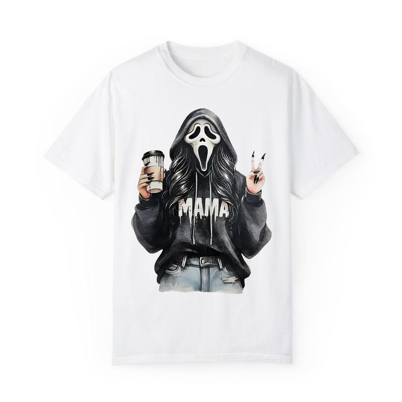 Ghostface Mama Coffee Halloween T-shirt, Cool Mom Crewneck Sweatshirt, Cute Coffee Mama hoodie, Funny Gift For Mom, Graphic Design