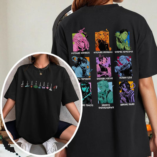 Hashira sword chibi style 2 sides shirt, Demon Slayer t-shirt, Anime sweatshirt hoodie, Anime lover t-shirt