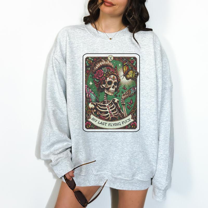 The Last Flying F Tarot - Unisex Crewneck Sweatshirt - Print is Sublimation, Christmas Crewneck, Gift Idea, Relaxed Fit, Casual Apparel