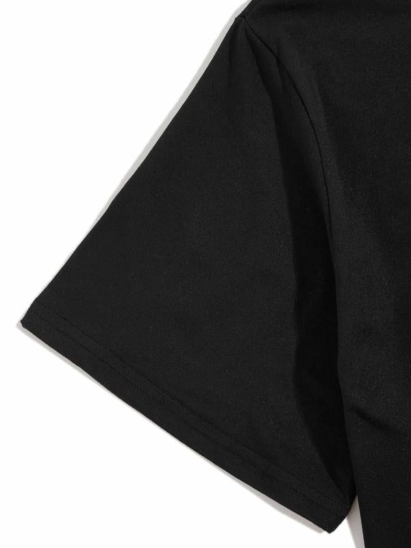 Men's Letter IÂ LoveÂ My GirlfriendÂ Print Round Neck Tee, Streetwear, Graphic Tees, Regular Fit Casual Short Sleeve Crew Neck T-shirt, Summer Clothes, M