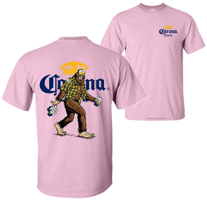 Bigfoot Corona Extra T-shirt, Corona Extra Shirt, 2 Sided Graphic Printed Unisex Classic Comfort Cotton T-Shirts for Men for Women Menswear Top