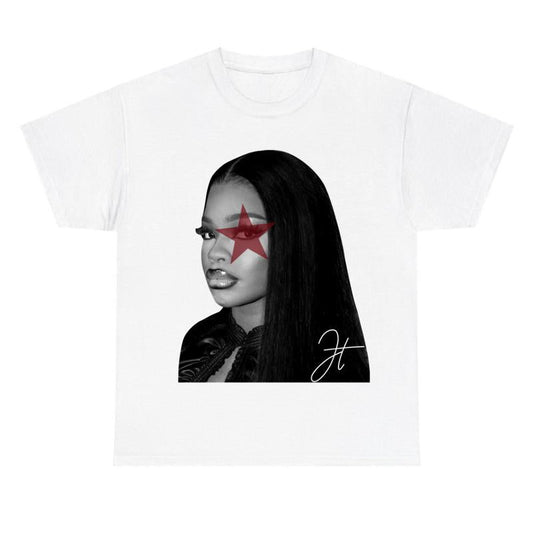 Black JT Tee, Red Star JT Shirt Cotton Fabric