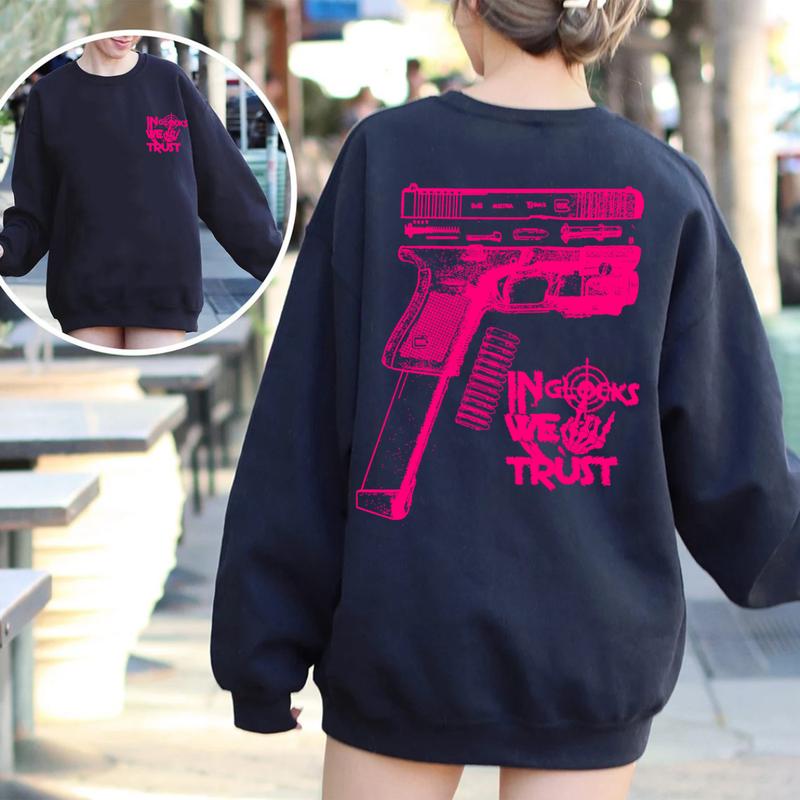 In Glock We Trust Skeleton 2 Side Hoodie & Sweater,Men's & Women's Tops,Glock Hoodie,Glock Pink Color ,For Her,For Him Classic Menswear